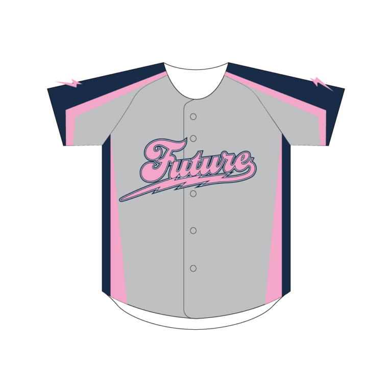 野球ユニフォーム Future（グレー×ネイビー×ピンク） 表