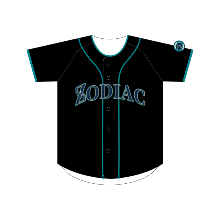 野球ユニフォーム ロゴアーチ（ブラック×ターコイズ）