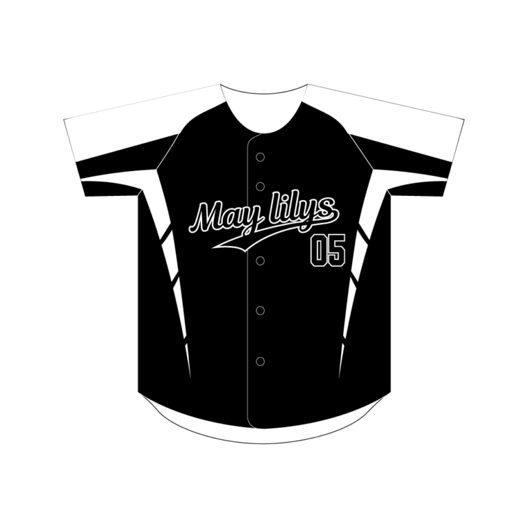 野球ユニフォーム May lilys（ブラック×ホワイト） 表