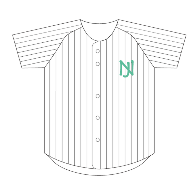 野球ユニフォーム ピンストライプ（グリーン×グレー） 表 Illustrator通常書き出し修正版