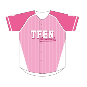 野球ユニフォーム TEEN（ピンク） 表
