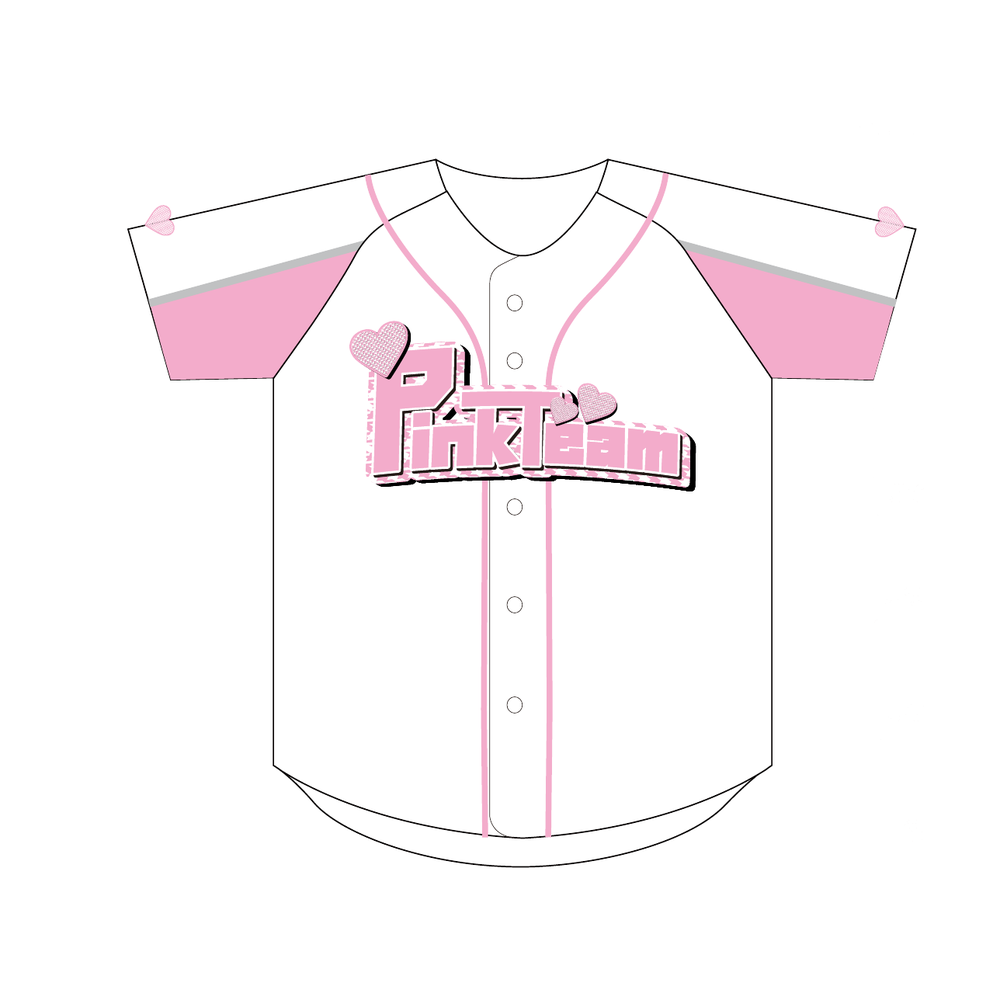 公式野球ユニフォーム ピンクチームロゴ（ピンク×グレー）